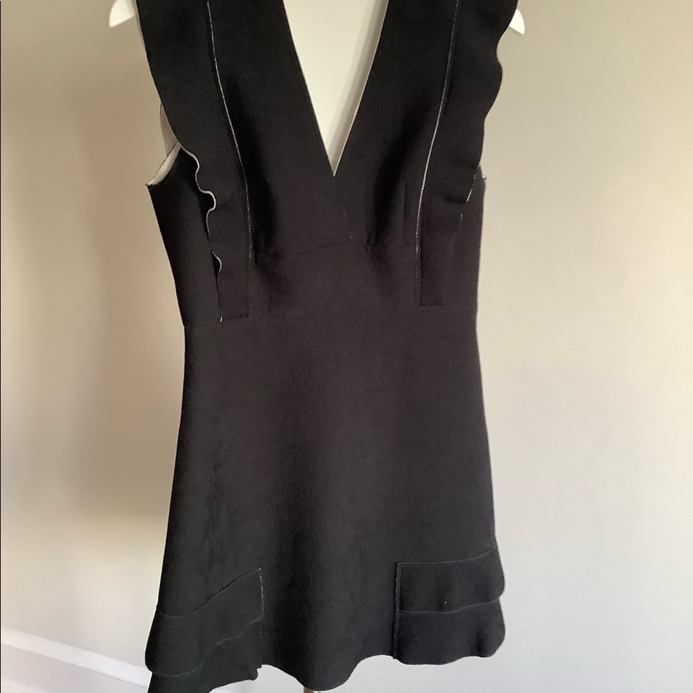 Sandro black honeycomb dress with frills